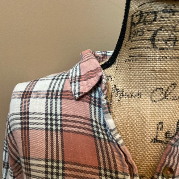 Sonoma pink multicolored plaid long sleeved flannel button down shirt - Picture 5 of 9